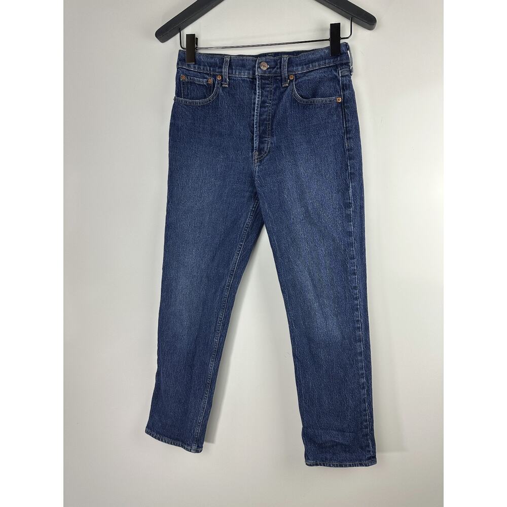 Gap Cheeky Straight High Rise Jeans Button Fly 28 6 R Dark Indigo V2 Blue Denim - Picture 2 of 11